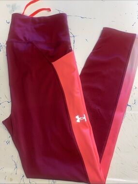 Under Armour Burgundy and Coral Performance Leggings